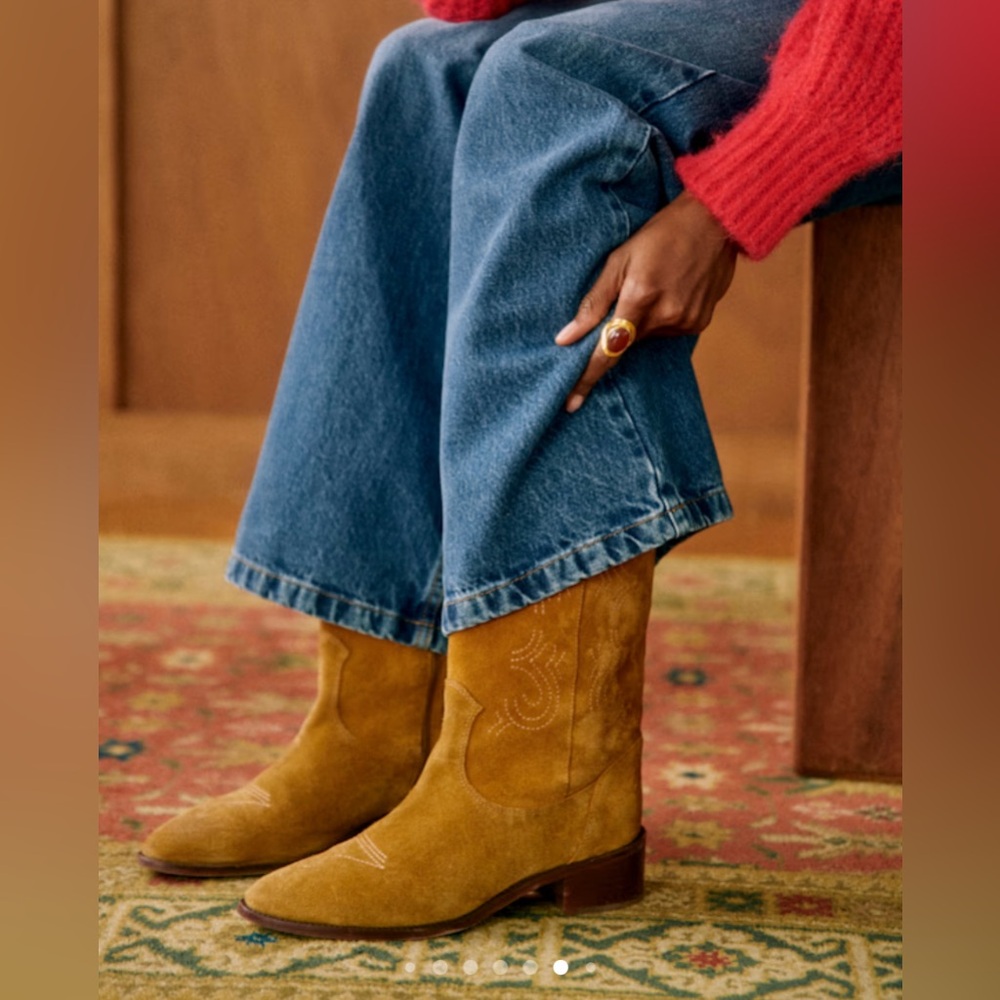 Sezane Tan Heeled Boots